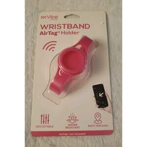 Vibe Wristband Airtag Holder Pink Adjustable, Water Resistant, NEW SEALED
